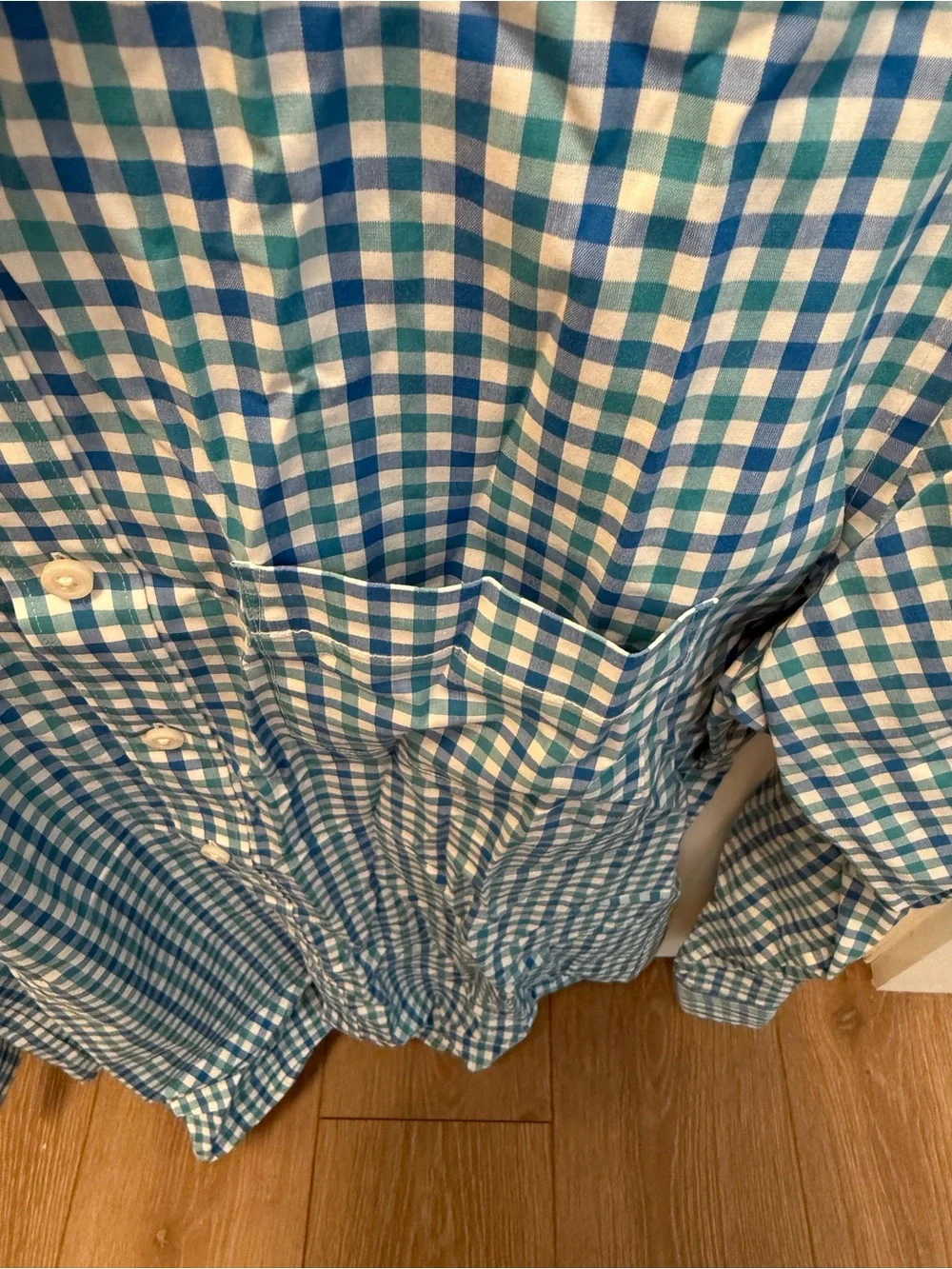J. Crew Men’s Blue and White Gingham Button-Down Shirt